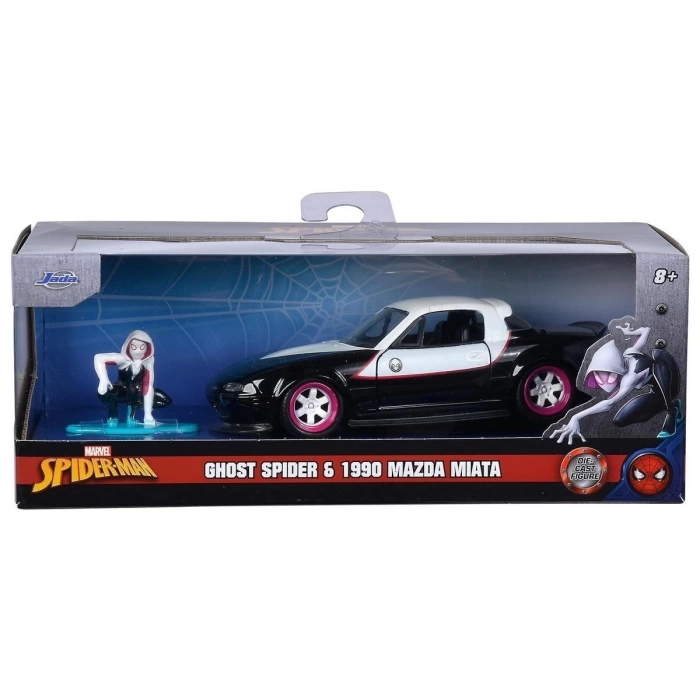 Jada 1:32 Ghost Spider ve 1990 Mazda Miata Koleksiyon Oyuncak Araba