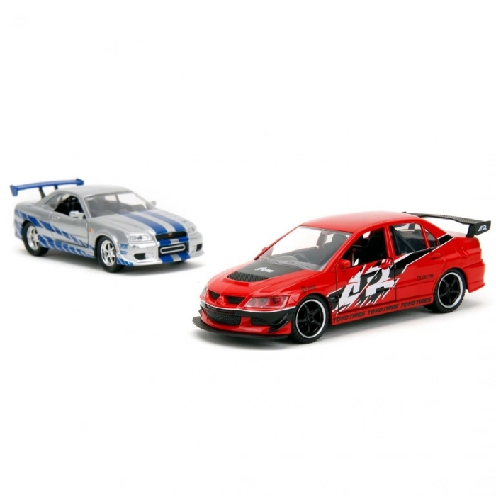 Jada Hızlı & Öfkeli 2li Paket, 2006 Mitsubishi Lancer Evo IX & Brians 2002 Nissan Skyline GTR R34 Model Arabaları