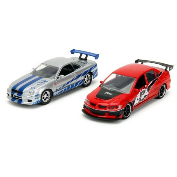 Jada Hızlı & Öfkeli 2li Paket, 2006 Mitsubishi Lancer Evo IX & Brians 2002 Nissan Skyline GTR R34 Model Arabaları