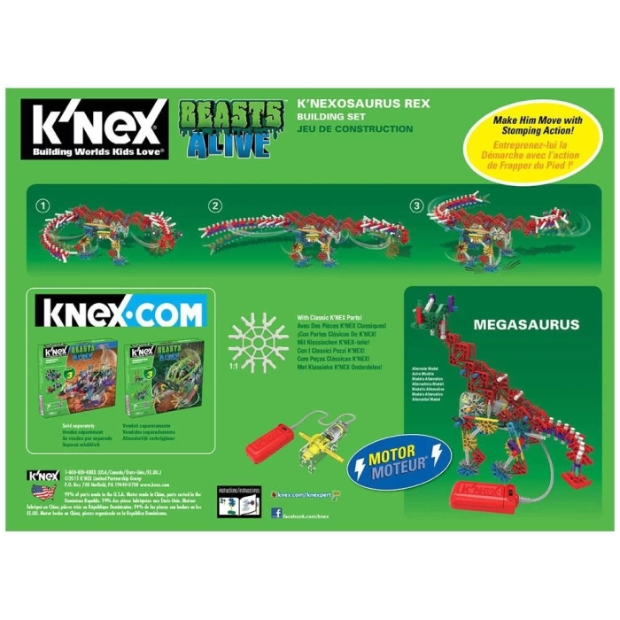 K’Nex K’Nexosaurus Rex Beasts Alive Motorlu Yapım Seti 15588