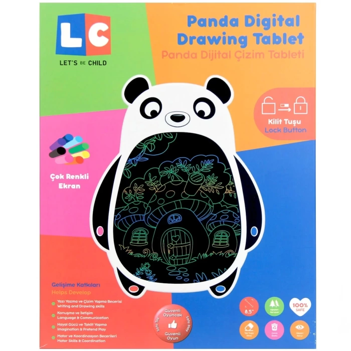 LCD Dijital Renkli Panda Çizim Tableti 8,5 İnç