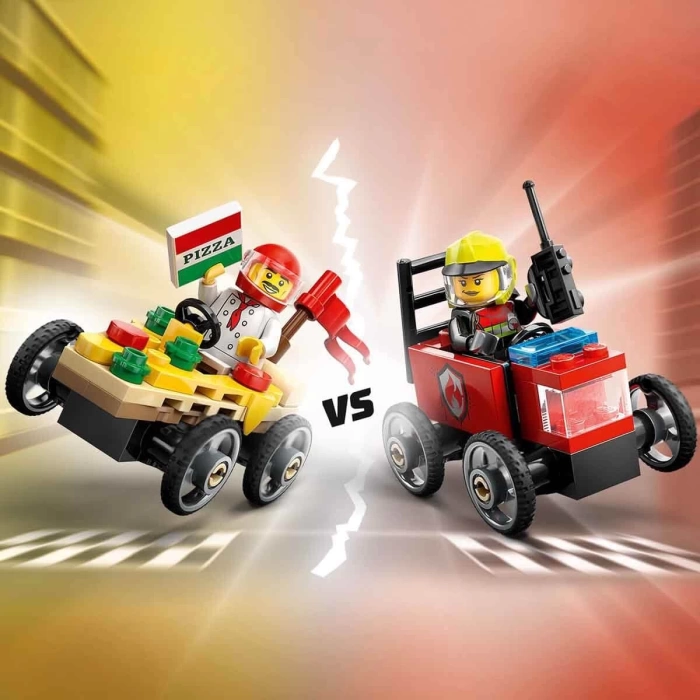 LEGO City Pizza Arabası İtfaiye Kamyonuna Karşı Yarış Arabası Paketi 60458