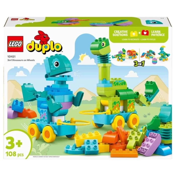 LEGO DUPLO Kasabası 3’ü 1 Arada Tekerlekli Dinozorlar 10451
