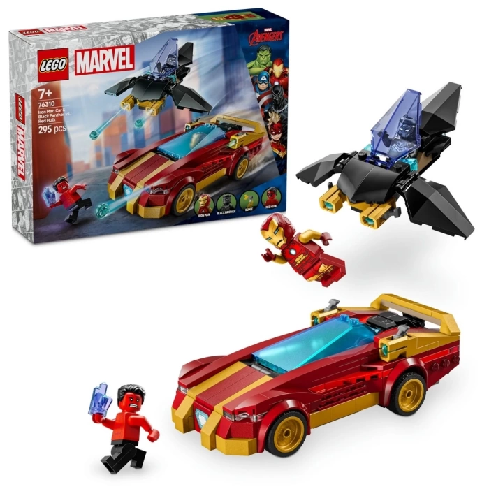 LEGO Marvel Iron Man Arabası ile Black Panther, Red Hulk’a Karşı İnşa Edilebilen Oyun Seti 76310