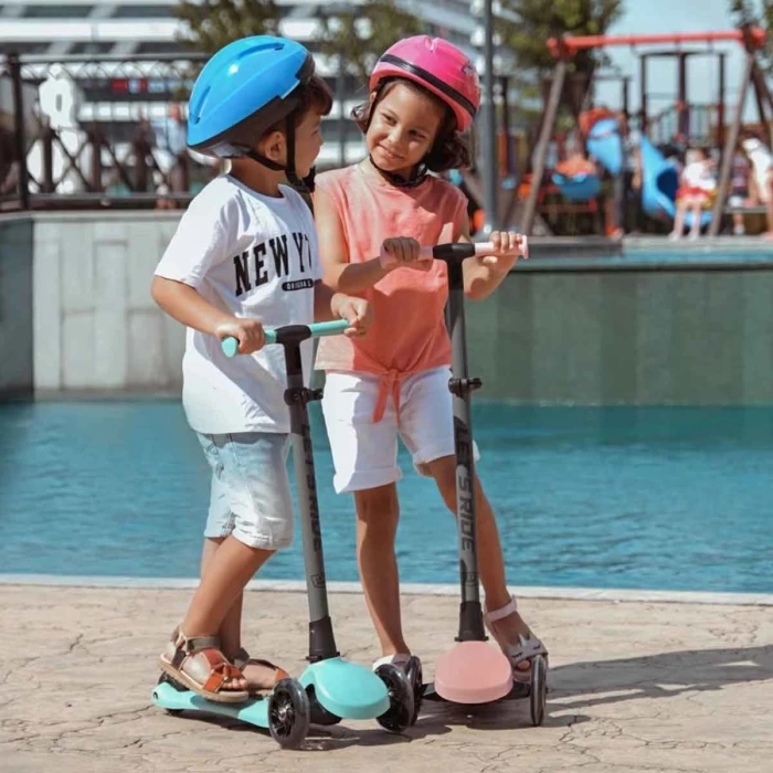 Lets Ride Two Işıklı Katlanabilir 3 Tekerlekli Scooter Bej