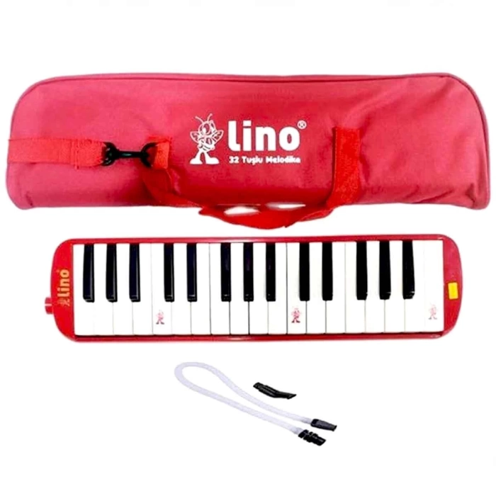 Lino 32 Tuşlu Bez Çantalı Melodika Kırmızı