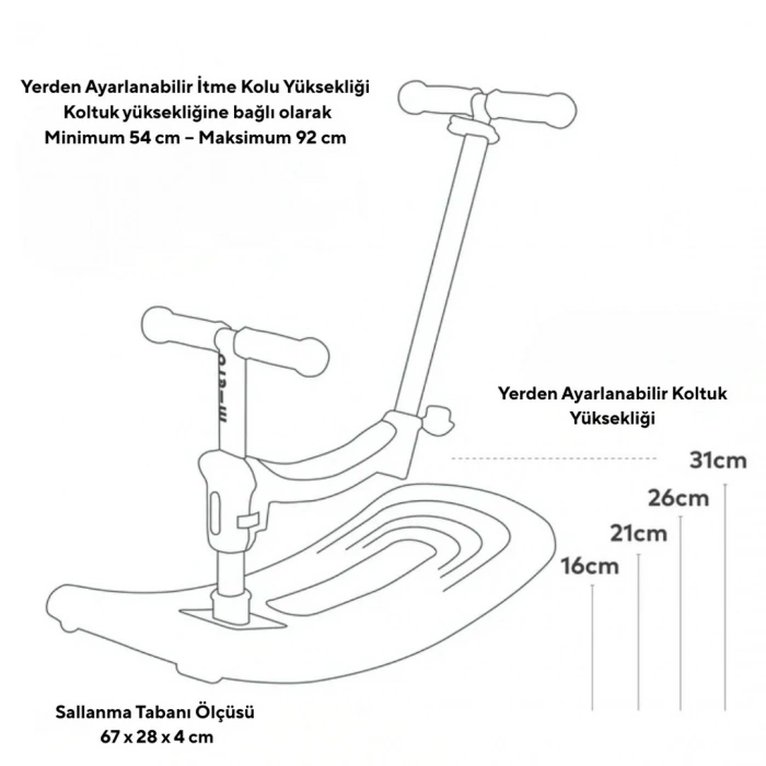 Micro Mini 6 in 1 Deluxe Rock and Go LED Scooter Pembe