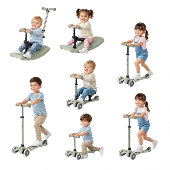 Micro Mini 6 in 1 Deluxe Rock and Go LED Scooter Yeşil