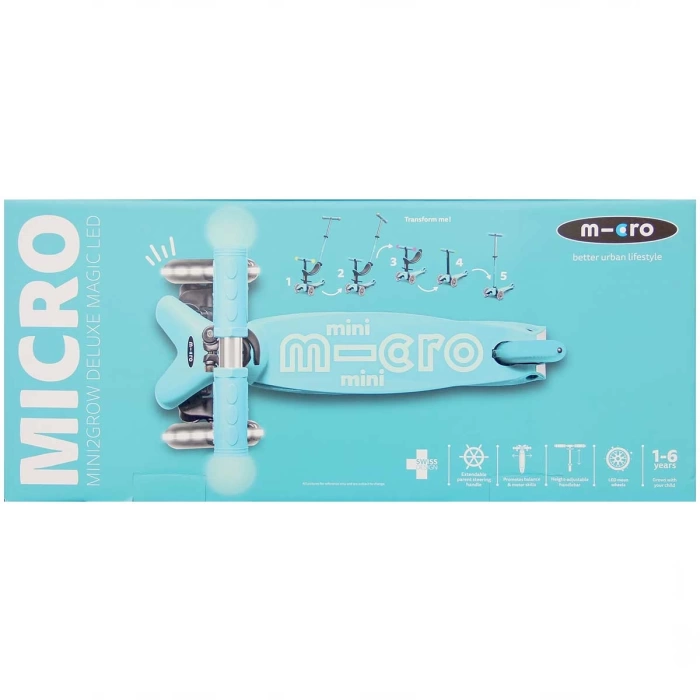 Micro Mini2Grow Deluxe Magic LED 3 Tekerlekli Scooter Blue