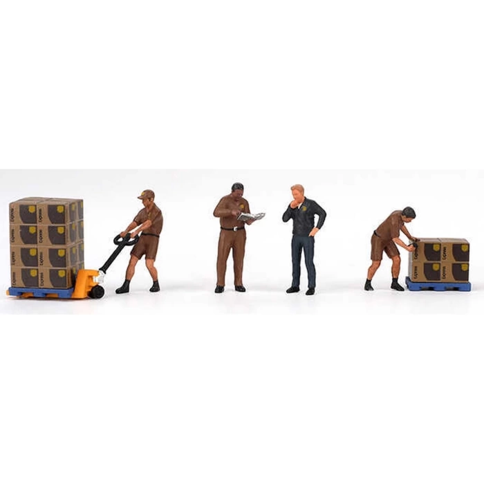 Mini Gt 1/64 Metal Figurine: UPS Driver and Workers