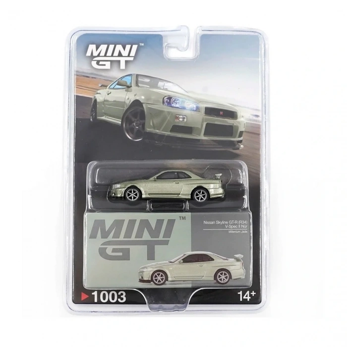 Mini GT 1/64 Nissan Skyline GT-R (R34) V-Spec II Nür Millenium Jade - Blister Paket