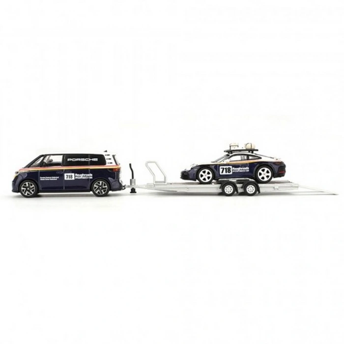 Mini GT 1/64 Porsche 911 Dakar #718 / Volkswagen ID. Buzz Porsche Centrum Gelderland Roughroads Set