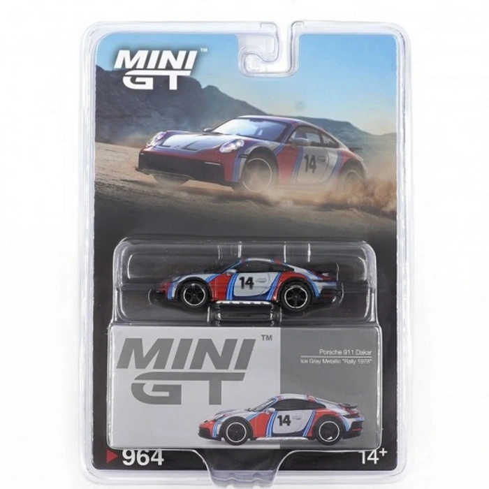Mini GT 1/64 Porsche 911 Dakar Ice Grey Metallic Rally 1978