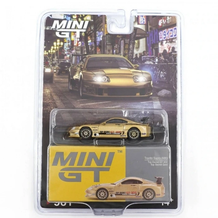 Mini GT 1/64 Toyota Supra (A80) Top Secret GT-300 Top Secret Gold - Blister Paket