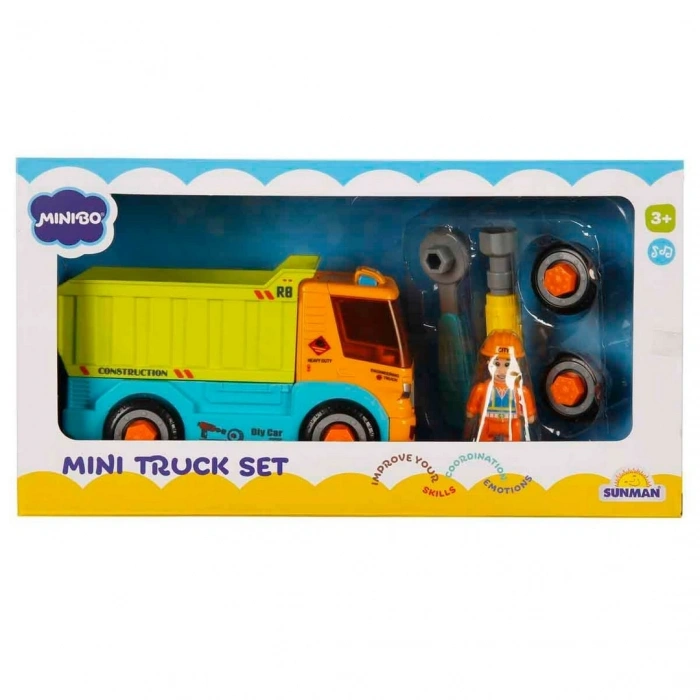 Minibo Sesli ve Işıklı Figürlü Sök Tak Mini Kamyon Seti