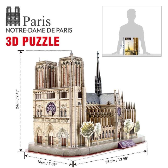 National Geographic 128 Parça 3D Puzzle Notre-Dame