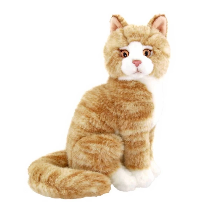 Oturan Krem Peluş Kedi 22 cm