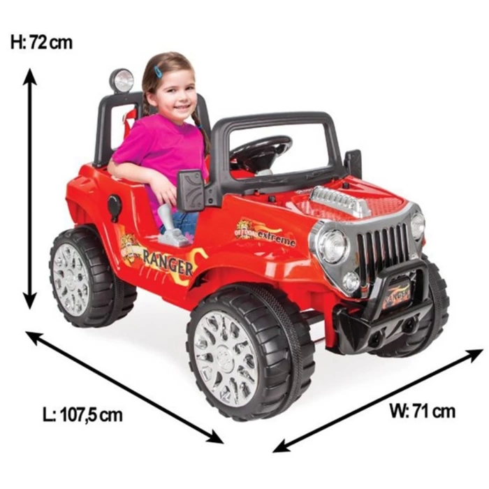 Ranger Kumandalı Akülü Jeep 12 Volt Kırmızı