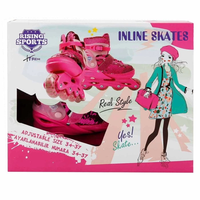 Rising Sports Inline 4 Teker Paten Pembe Payetli