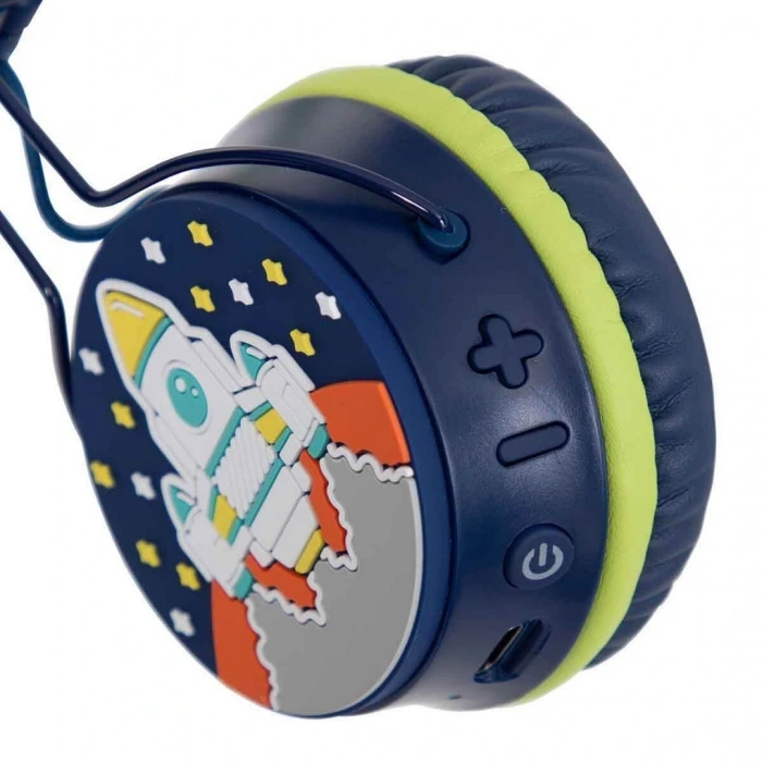 Roket Desenli Bluetooth Kulak Üstü Kablosuz Kulaklık