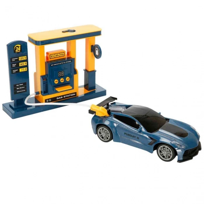 Sesli ve Işıklı Benzin İstasyonlu Duman Püskürten Uzaktan Kumandalı Araba