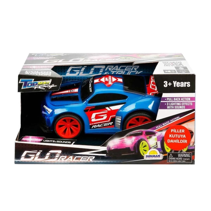 Sesli ve Işıklı Glo Racer Çek Bırak Araba 18 cm