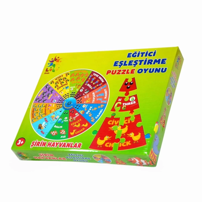 Şirin Hayvanlar İngilizce Eğitici Puzzle