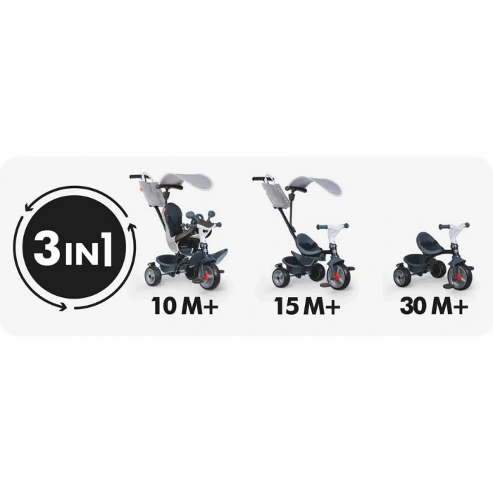 Smoby Baby Driver 3 Tekerlekli Bisiklet Gri