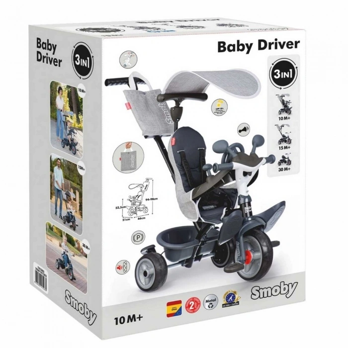 Smoby Baby Driver 3 Tekerlekli Bisiklet Gri
