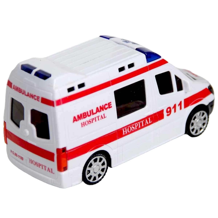 SOS Sesli ve 3D Işıklı Çarp Dön Pilli Ambulans