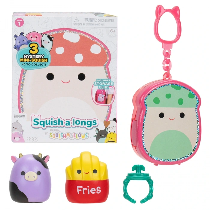 Squish-a-longs 3 Figür + Yüzük Çantalı Sürpriz Paket Seri 1