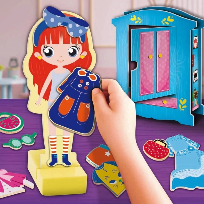 Tahta Manyetik Moda Bebeği 50 Parça