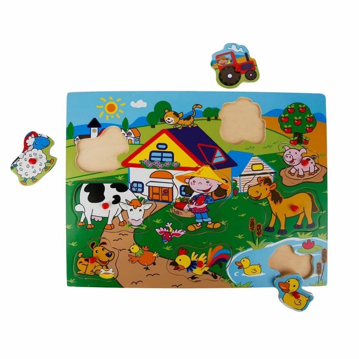 Tahta Raptiyeli Bultak Çiftlik Puzzle 9 Parça