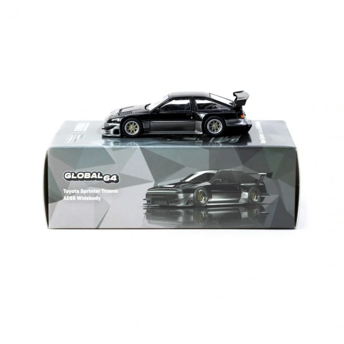 Tarmac Works 1/64 Toyota Sprinter Trueno AE86 Widebody Black/Grey - Designed by Jon Sibal - Malaysia Special Edition