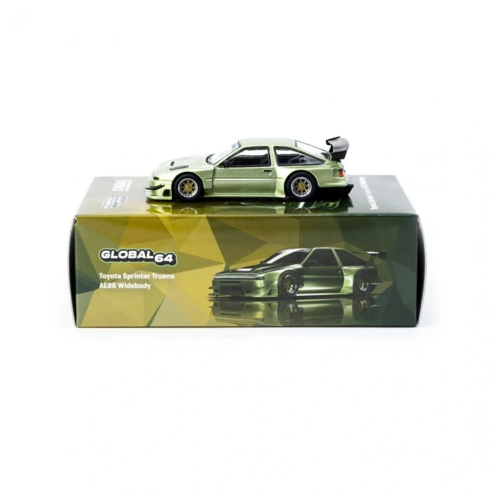 Tarmac Works 1/64 Toyota Sprinter Trueno AE86 Widebody Green - Designed by Jon Sibal