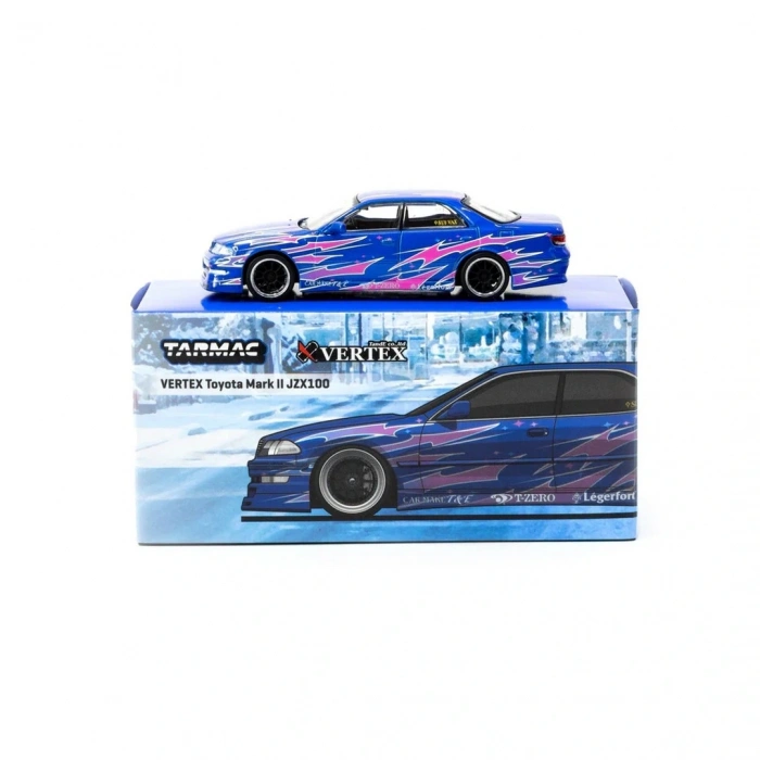 Tarmac Works 1/64 VERTEX Toyota Mark II JZX100 Blue Metallic