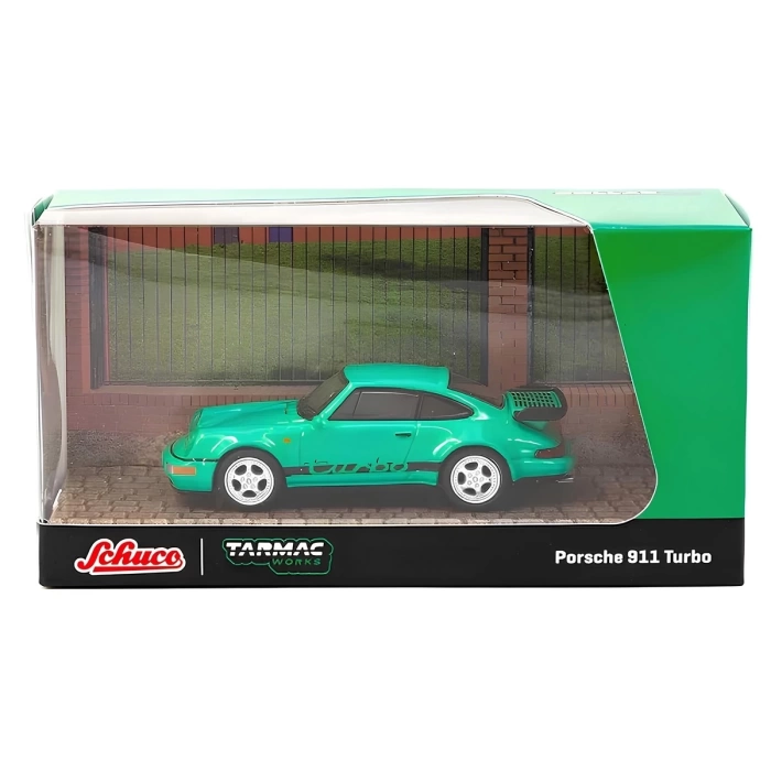 Tarmac Works 1:64 X Schuco Porsche 911 Turbo Green