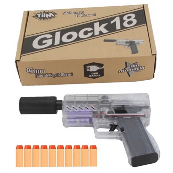 Tiim Pilli Şarjlı Susturuculu Köpük Dart Atan Blaster