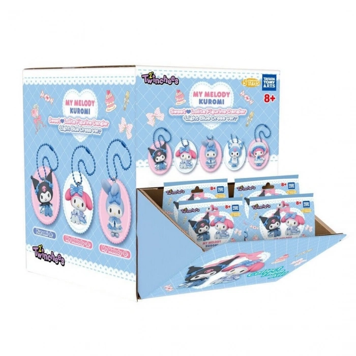Twinchees My Melody ve Kuromi Mavi Şirin Elbiseli Anahtarlık Figür Serisi