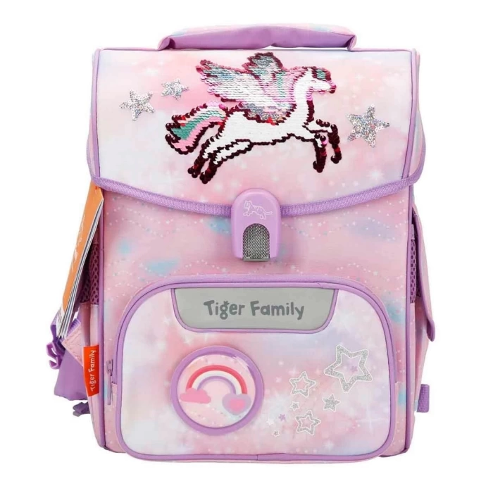 Unicorn Desenli Pembe Mor Okul Çantası