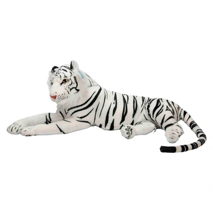 Yan Yatan Beyaz Peluş Kaplan 90 cm