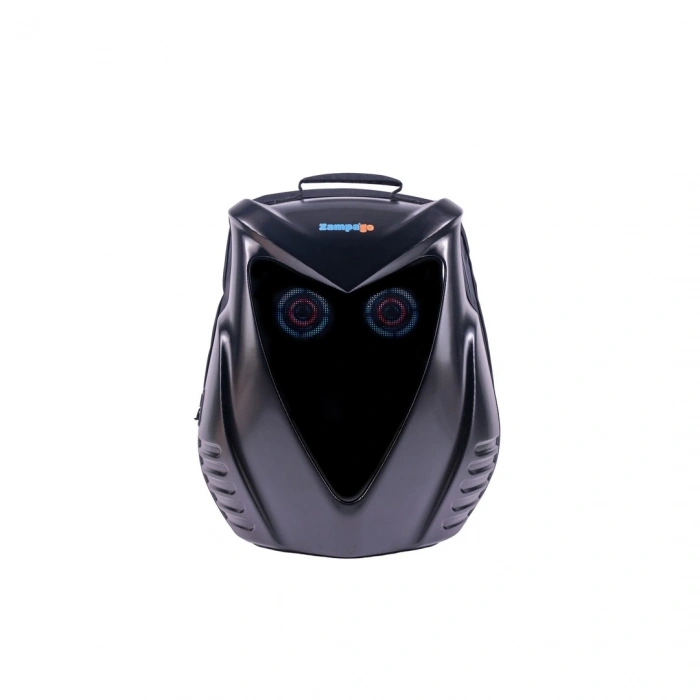 Zampago Usb Şarj Girişli Led Baykuş Gözlü Akıllı Sırt Çantası Siyah