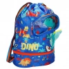Dinozor Desenli Mavi Büzgülü Anaokulu Çantası