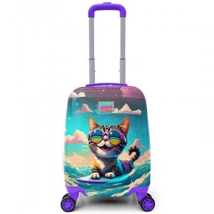 Coral High Kids Sörfçü Kedi Desenli Çocuk Valizi