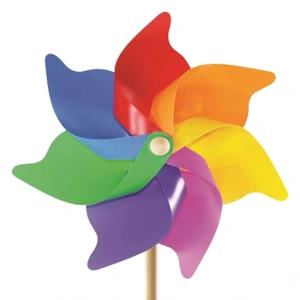 7 Kanat 45 cm Gök Kuşağı Rüzgar Gülü