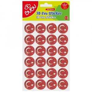 Bu-Bu Simli Eva Sticker Ay Ve Yıldız 24lü Sticker