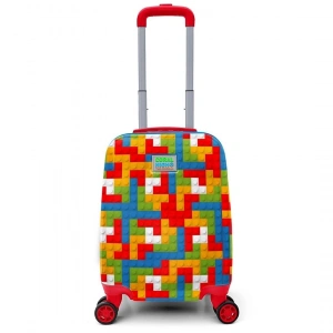 Coral High Blok Desenli Çekçekli Valiz