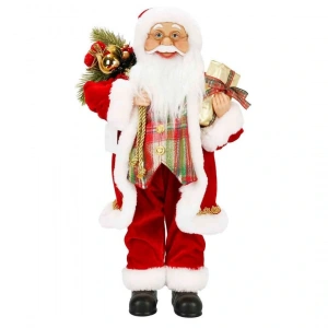 Çuval Taşıyan Gözlüklü Noel Baba Dekoratif Biblo 46 cm