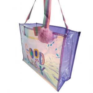 Dream Vest Şeffaf Hologram Mor Good Luck Büyük Omuz Çantası