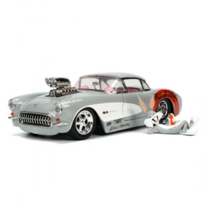 Jada Looney Tunes Bugs Bunny Figürü ve 1957 Chevrolet Corvette Model Aracı